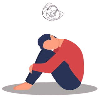 A person sitting alone on a floor ,looking downcast